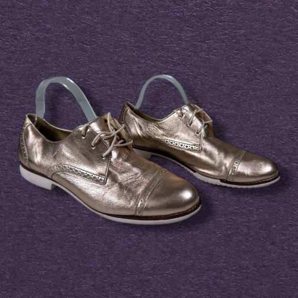 Cole Haan Gramercy Oxford Cap Toe Rose Gold Metallic Shoes - Picture 1 of 11